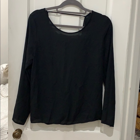 ASOS Black Backless Long Sleeve Chiffon Blouse - Picture 3 of 4